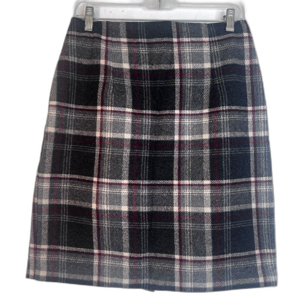 35th‎ & 10th Plaid Wool Blend Skirt Size 12* MD Lined Academia Preppy Straight